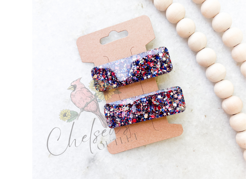 Patriotic Glitter Hair Clips